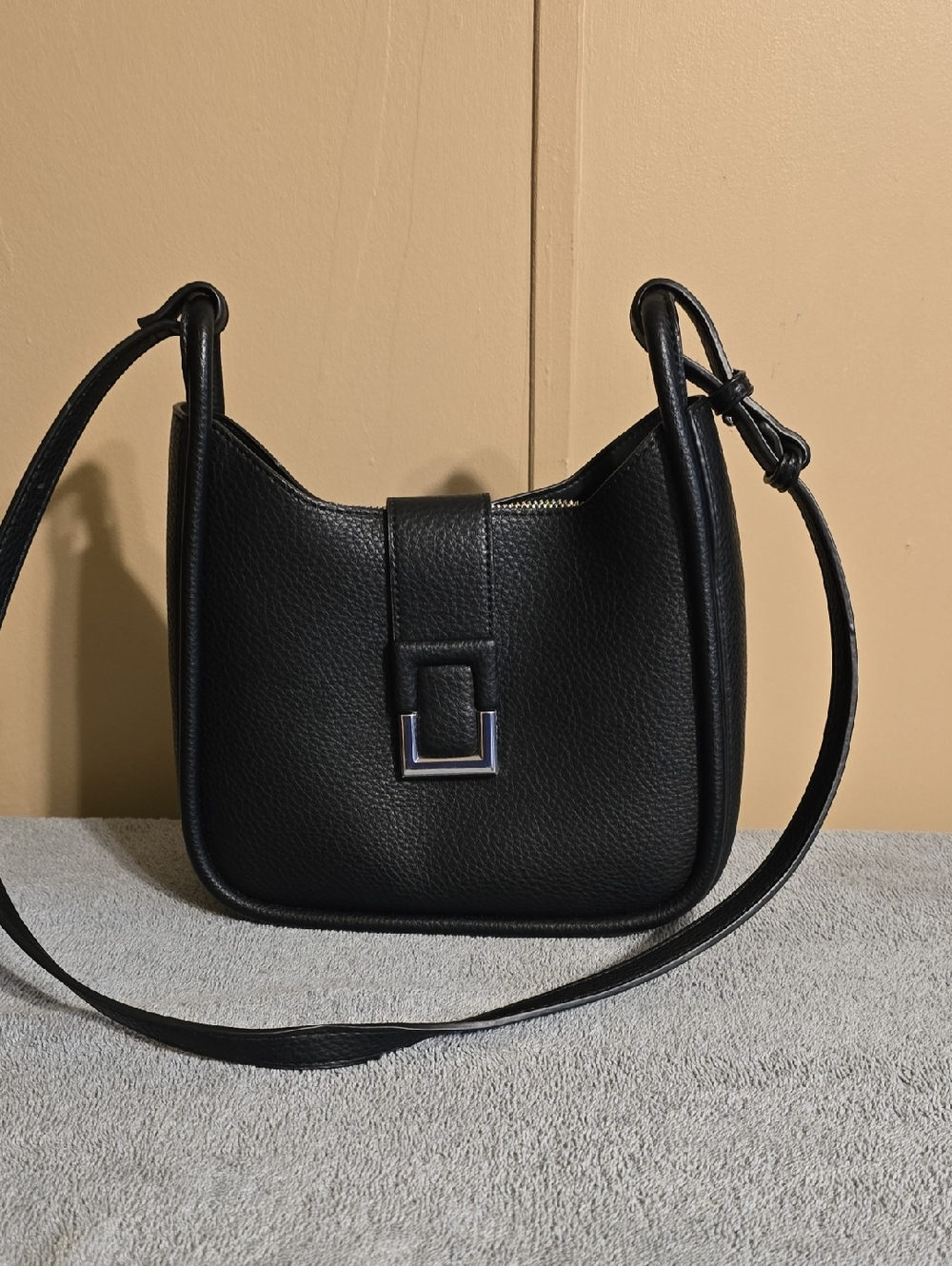 Miztique Black Pebbled Leather Shoulder Bag